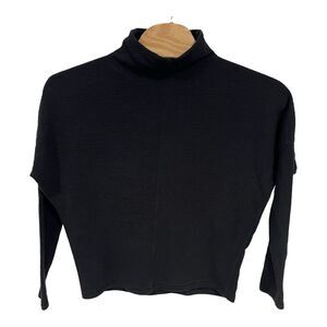 Lululemon Sweater Women's Sz M Black‎ Along The Way Mock Neck Long Sleeve